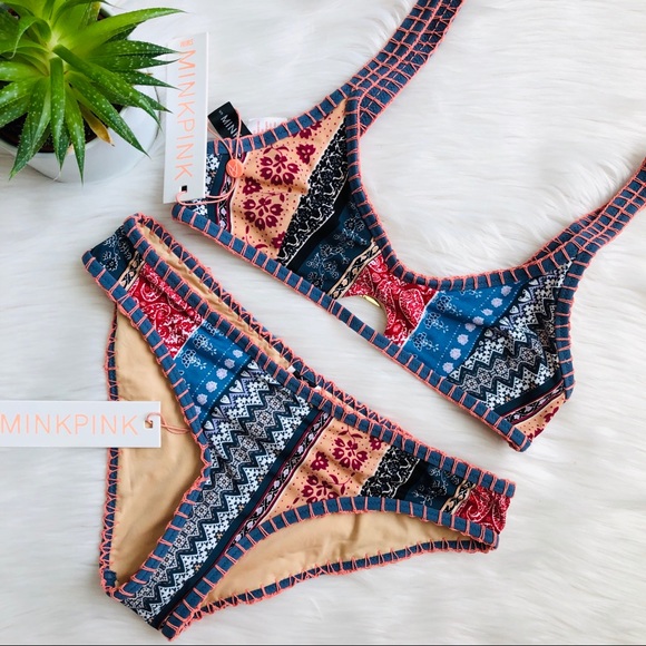 minkpink lily keyhole whipstitch bikini top